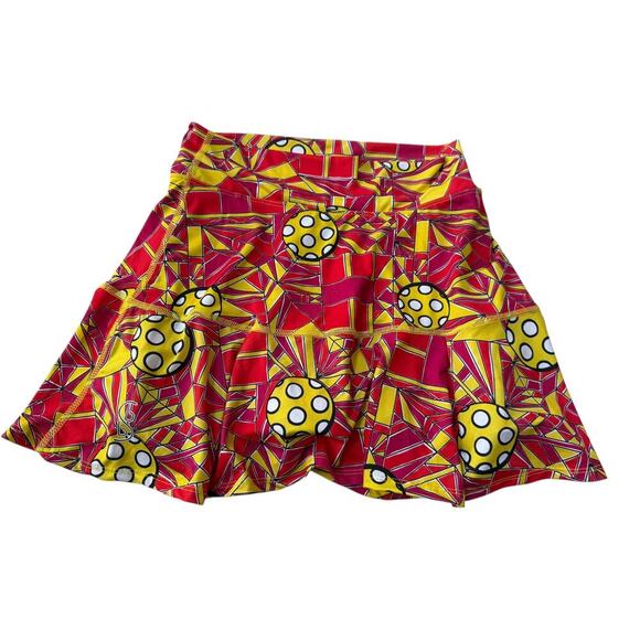 NWT Pickleball Bella Women's Red/Yellow Angle Shot 1 Drop Pleat Skort Size S - Picture 3 of 10